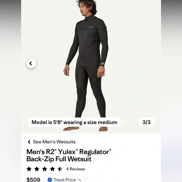 NWT Patagonia Yulex Men's Full Wetsuit in Black - Picture 4 of 6